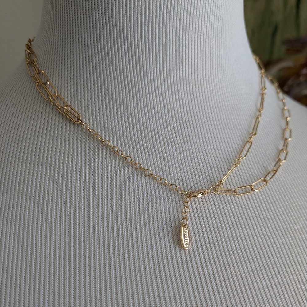 Anthro Rectangle Charm Layered Necklace - Picture 4 of 8